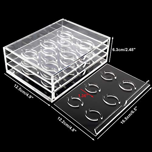 Acrylic eyelash organizer dimensions and drawer supports