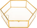 Gold-tone hexagonal glass jewelry box
