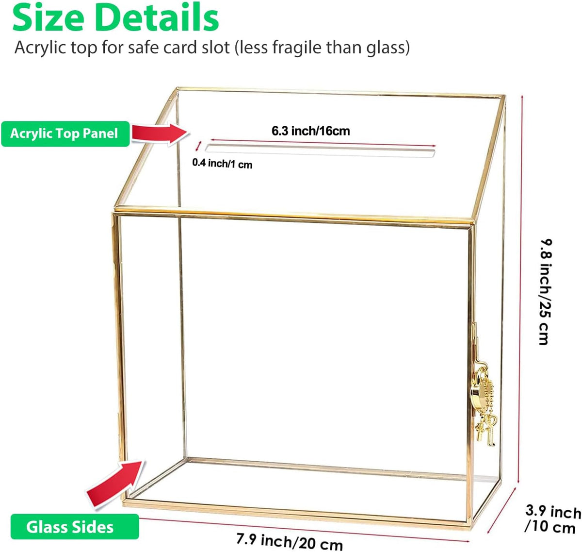 Card box illustration showing acrylic slot lid and glass side panels
