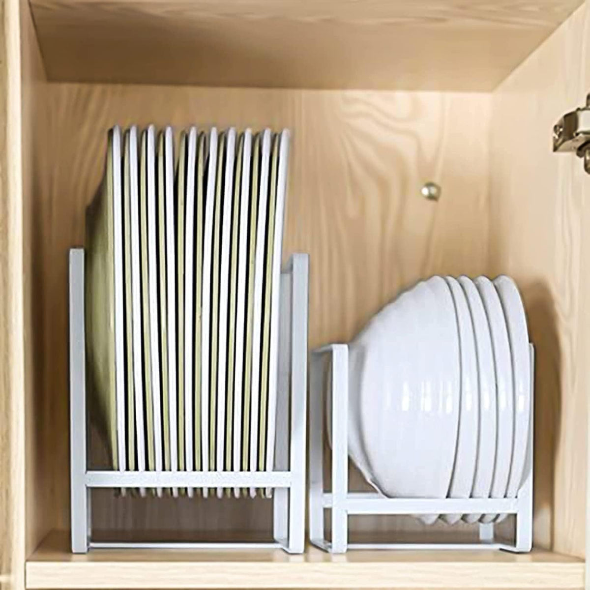 HighFree White Metal Vertical Plate Racks, Set of 2; display contents not included